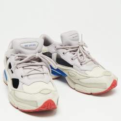 Adidas By Raf Simons White/Purple Leather And Mesh Ozweego Sneakers Size 39 1/3
