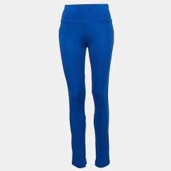 Adidas Blue Knit Tight Fit Mid Rise Trackpants S