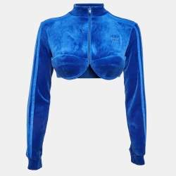 Adidas x Jeremy Scott Blue Velvor Crop Track Jacket S