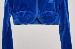 Adidas x Jeremy Scott Blue Velvor Crop Track Jacket S