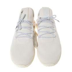 Pre Owned Pharrell Williams x Adidas White Knit Fabric Tennis Hu Lace Up Sneaker Size 46