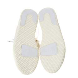Pre Owned Pharrell Williams x Adidas White Knit Fabric Tennis Hu Lace Up Sneaker Size 46