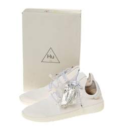 Pre Owned Pharrell Williams x Adidas White Knit Fabric Tennis Hu Lace Up Sneaker Size 46