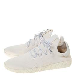 Pre Owned Pharrell Williams x Adidas White Knit Fabric Tennis Hu Lace Up Sneaker Size 46