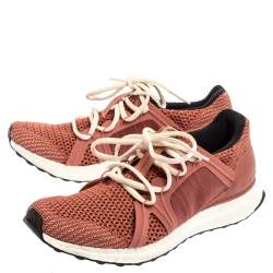 adidas By Stella McCartney Pink Mesh And Knit Fabric Ultra Boost Lace Up Sneakers Size 38 2/3