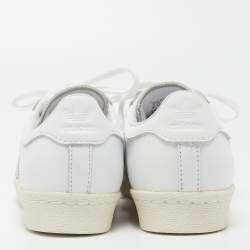 Adidas White/Pink Leather and Metal Superstar Sneakers Size 37.5