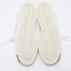 Adidas White/Pink Leather and Metal Superstar Sneakers Size 37.5