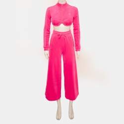 Pre Owned بدلة رياضية قطيفة وردية أديداس x جيريمي سكوت مقاس صغير