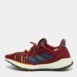 Adidas x Missoni Burgundy Knit Fabric Pulseboost Low Top Sneakers Size 38 2/3