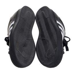 Adidas Black/White Leather And Rubber Superstar Low Top Sneakers Size 39 1/3