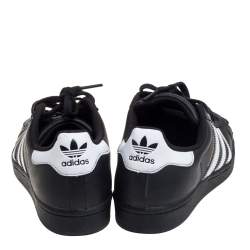 Adidas Black/White Leather And Rubber Superstar Low Top Sneakers Size 39 1/3