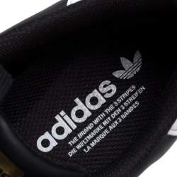 Adidas Black/White Leather And Rubber Superstar Low Top Sneakers Size 39 1/3