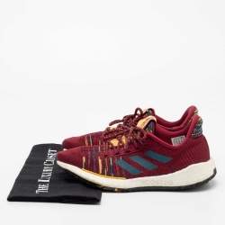 Pre Owned Adidas x Missoni Burgundy Knit Fabric Pulseboost Low-Top Sneakers Size 38 2/3