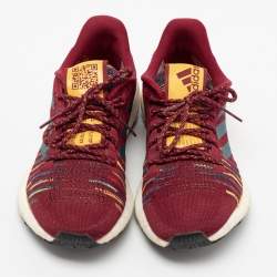 Pre Owned Adidas x Missoni Burgundy Knit Fabric Pulseboost Low-Top Sneakers Size 38 2/3