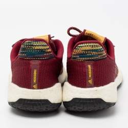 Pre Owned Adidas x Missoni Burgundy Knit Fabric Pulseboost Low-Top Sneakers Size 38 2/3