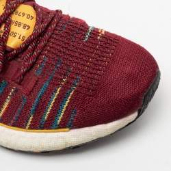 Pre Owned Adidas x Missoni Burgundy Knit Fabric Pulseboost Low-Top Sneakers Size 38 2/3