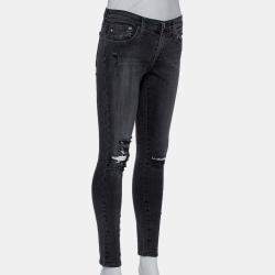 Adriano Goldschmied Dark Grey Denim Distressed Skinny Ankle Length Jeans M