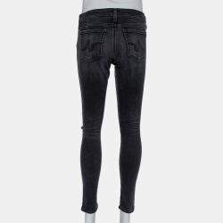 Adriano Goldschmied Dark Grey Denim Distressed Skinny Ankle Length Jeans M