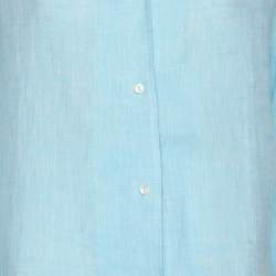 Pre Owned Agnona Blue Linen Long Sleeve Shirt XL