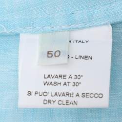 Pre Owned Agnona Blue Linen Long Sleeve Shirt XL