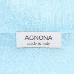 Pre Owned Agnona Blue Linen Long Sleeve Shirt XL