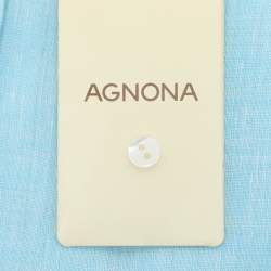 Pre Owned Agnona Blue Linen Long Sleeve Shirt XL