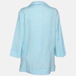 Pre Owned Agnona Blue Linen Long Sleeve Shirt XL