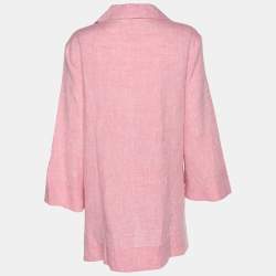 Pre Owned قميص أجونا وردي كتان بأزرار من الأمام مقاس كبير جدًا (إكسترا لارج)