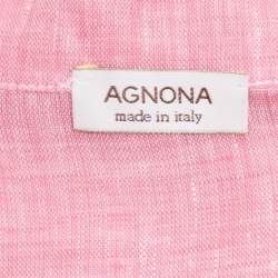 Pre Owned قميص أجونا وردي كتان بأزرار من الأمام مقاس كبير جدًا (إكسترا لارج)