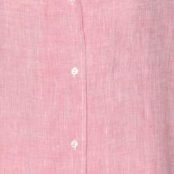 Pre Owned قميص أجونا وردي كتان بأزرار من الأمام مقاس كبير جدًا (إكس ترا لارج)