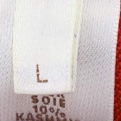 Pre Owned سترتش نيت كنزة أغمونا برتقالي بأكمام طويلة مقاس كبير