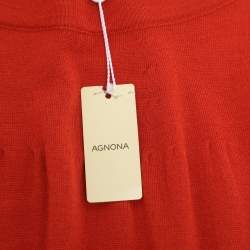 Pre Owned سترتش نيت كنزة أغمونا برتقالي بأكمام طويلة مقاس كبير