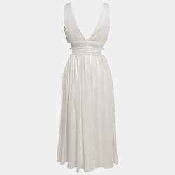 مملوكة مسبقًا فستان آيدان ماتوكس ميدي بكسرات وتفاصيل مكشوفة ليشمير عاجي مقاس صغير