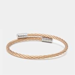 Pre Owned Aigner Crytsal Two Tone Metal Rope Bracelet