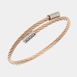 Pre Owned Aigner Crytsal Two Tone Metal Rope Bracelet