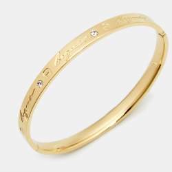 Pre Owned Aigner Crystal Gold Plated Bangle Bracelet