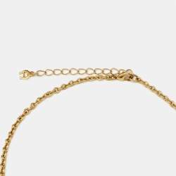 Pre Owned Aigner Crystal Faux Pearl Gold Tone Necklace & Earrings Set