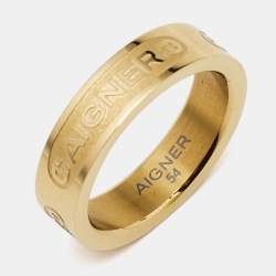 Aigner Gold Tone Band Ring Size 54