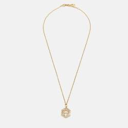 Aigner Logo Crystals Gold Tone Necklace Bracelet Earrings Set