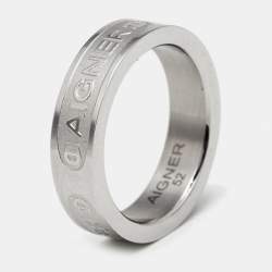 Pre Owned Aigner Logo SIlver Tone Ring Size 52