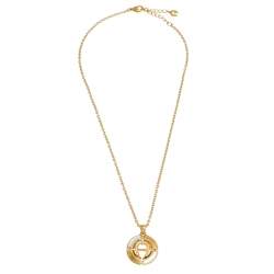 Pre Owned Aigner Gold Tone Crystal Logo Earring & Necklace Set