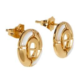 Pre Owned Aigner Gold Tone Crystal Logo Earring & Necklace Set