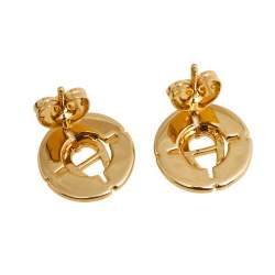 Pre Owned Aigner Gold Tone Crystal Logo Earring & Necklace Set