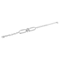 Pre Owned Aigner Silver Tone Crystal Logo Bracelet