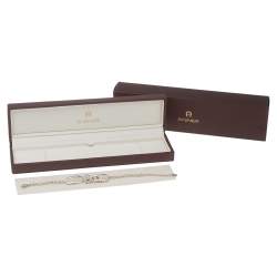 Pre Owned Aigner Silver Tone Crystal Logo Bracelet