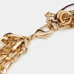 Pre Owned Aigner Enamel Faux Pearl Gold Tone Necklace