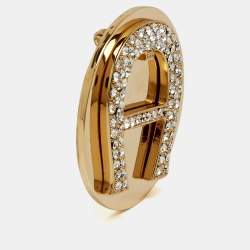 Aigner Crystals Gold Tone Brooch