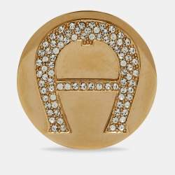 Aigner Crystals Gold Tone Brooch