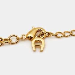 Pre Owned Aigner Resin Gold Tone 3 Motif Necklace