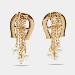 Pre Owned Aigner Gold Tone Capri Necklace and Earring Set